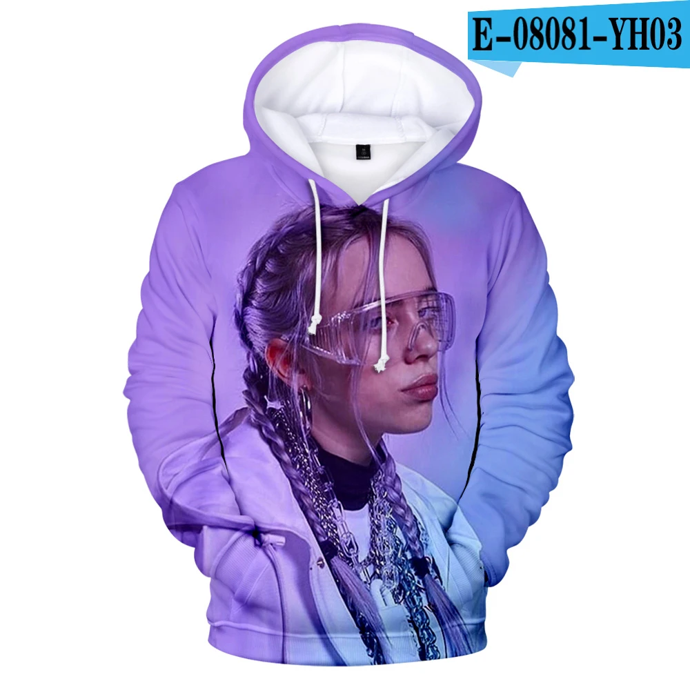 Лидер продаж, худи Billie Eilish, свитшоты, Новое поступление, мужские и женские пуловеры для девочек, осенне-зимние свитшоты Billie Eilish - Цвет: 3D