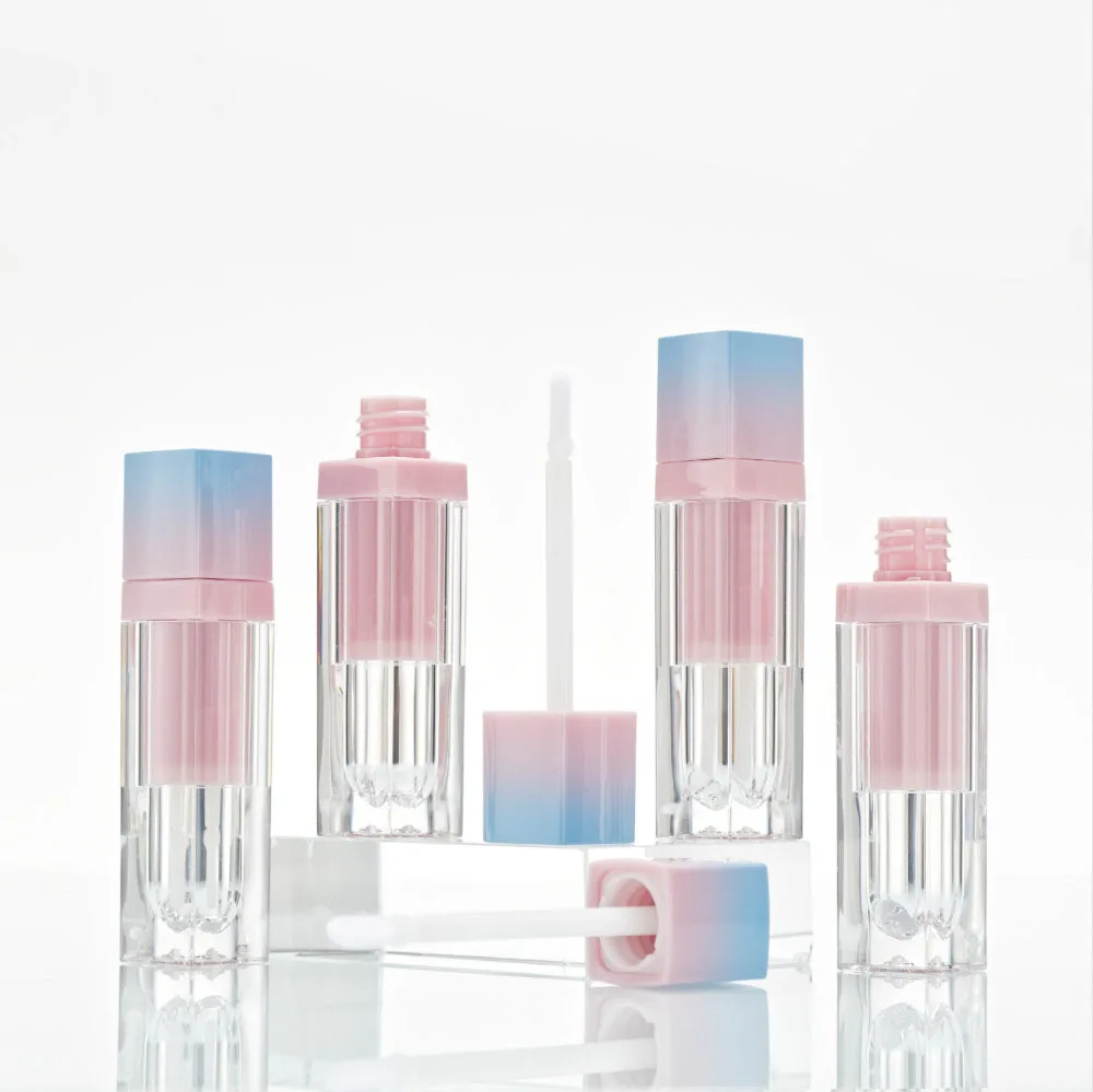 

30pcsTransparent plastic gradient pink square lip gloss empty tube cosmetic lip gloss packaging