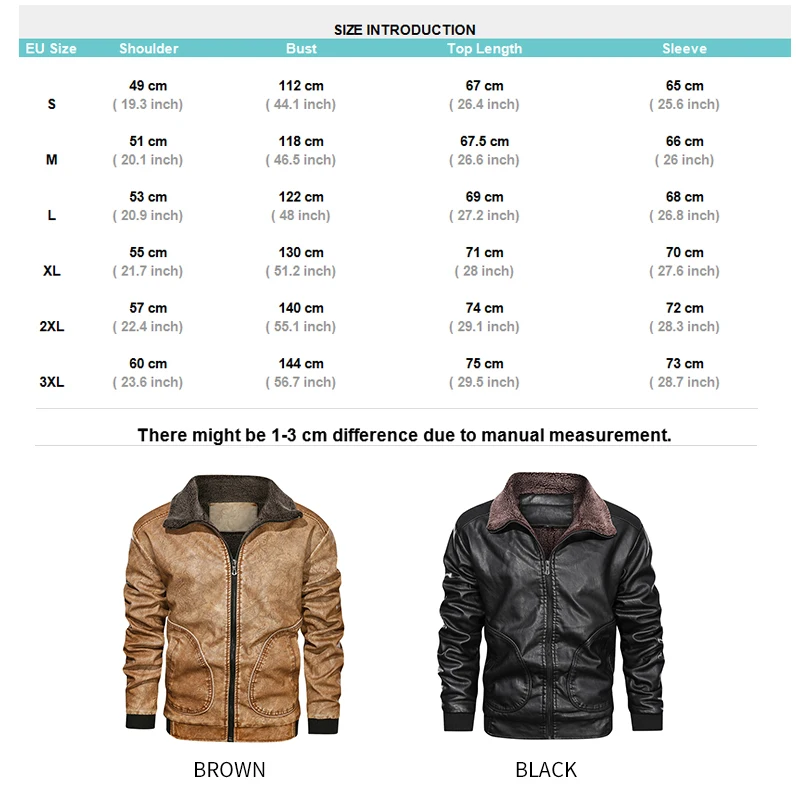 

Winter Mens PU Jacket Thick Warm Men's Motorcycle Jacket New Fashion Windproof Leather Coat Male Size 3XL