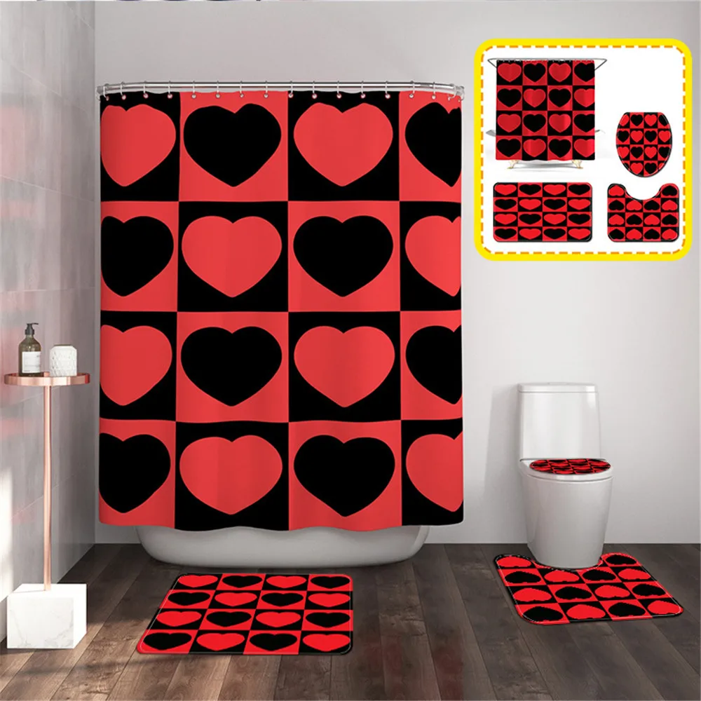 Занавеска для душа на День святого Валентина занавеска ванной комнаты с