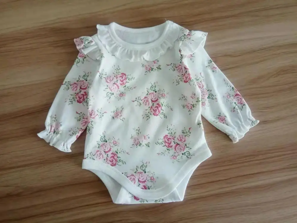 long sleeve white Восхитительный кружевной комбинезон с цветочным рисунком; комбинезон с короткими рукавами для маленьких девочек; летнее хлопковое боди для новорожденных; Одежда для младенцев; bebe; комбинезоны - Цвет: long sleeve white