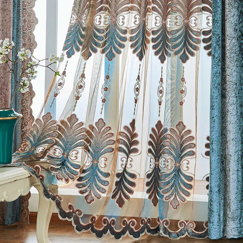 Корейские шторы с градиентным принтом лазерной вышивкой для гостиной столовой