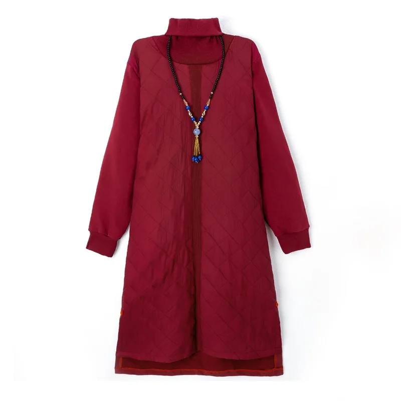 Женское винтажное платье средней длины с длинным рукавом и хлопковой подкладкой