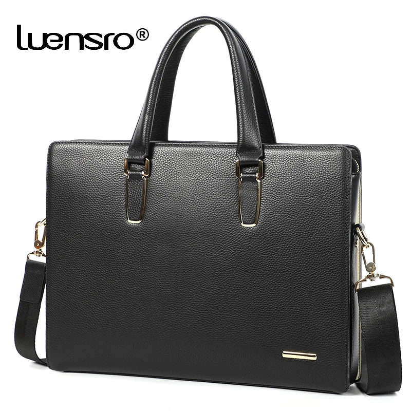 Men Bag Handbag Genuine Leather Laptop Briefcases Computer Bag Zipper Closure Business Handbags Tote Tablet Briefcase Case