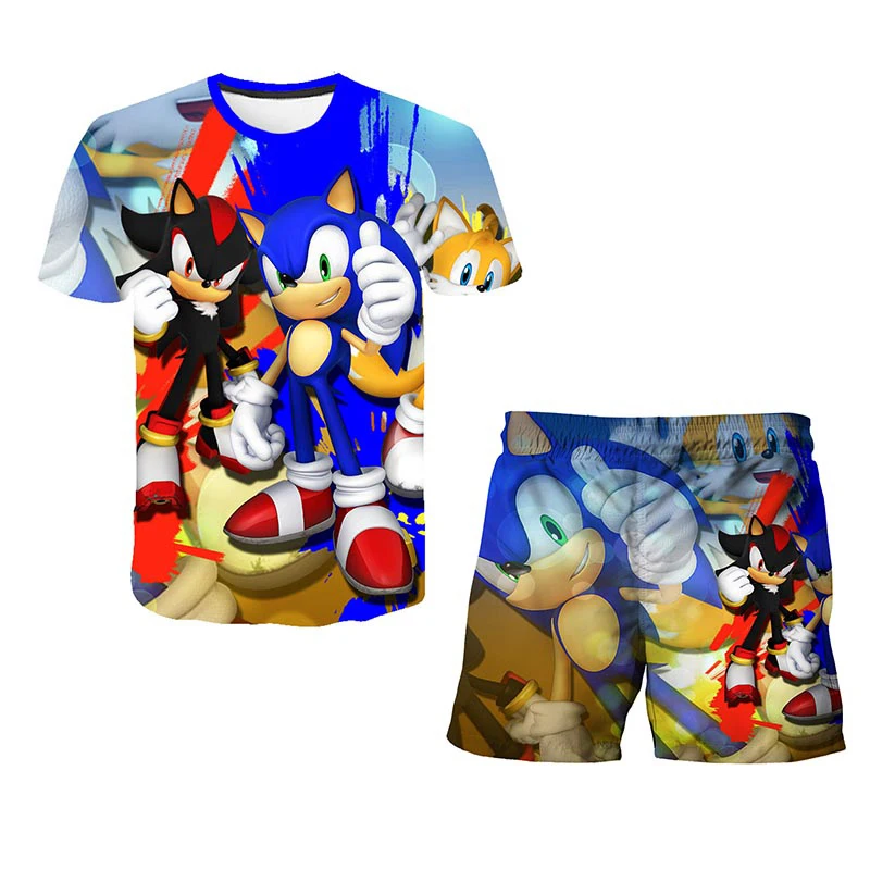 

Summer T Shirts And Shorts Kids Clothes Sonic 3d Print Suits Toddler Girls Sets Top+shorts 2pcs Sets Sports Suit Casual Baby Set