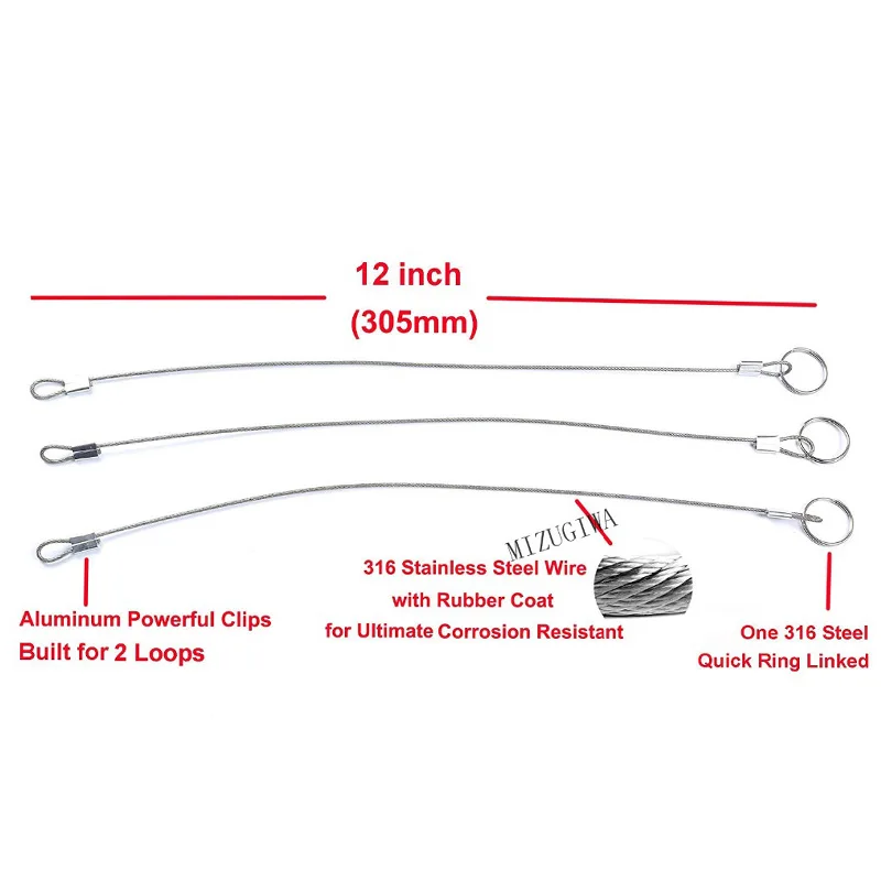Трос безопасности для предотвращения потери кабеля 12 дюймов (30 5 см) 2 петли с