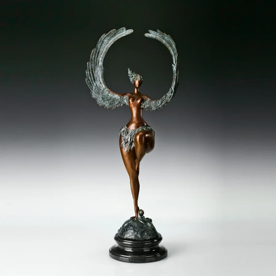 

Gorgeous Decoration Large Abstract Woman Angel Bronze Statue Sculpture Marble Base for Home Office Living Room