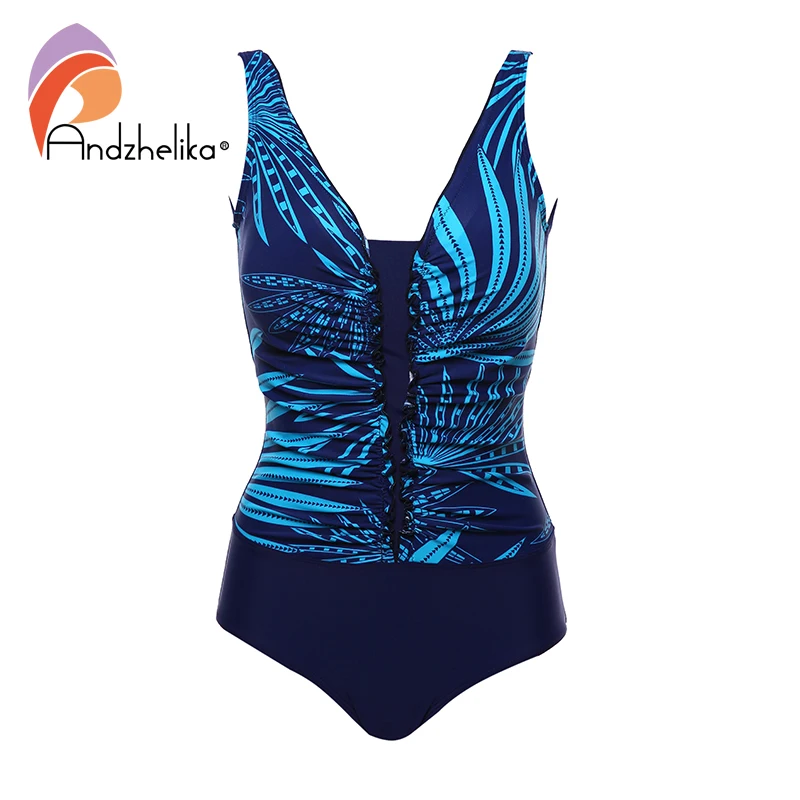 Andzhelika женский купальник плюс размер с принтом Цельный складка боди Купальник