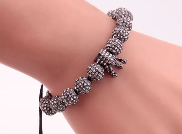 

Корона micro pave Медь метал покрытый золотом, серебром, cz кубический цирконий Веревка Регулируемый бусины Браслет Подвески плетеные браслеты ...