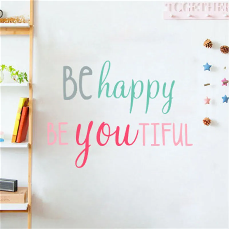 Счастливые цитаты семейные наклейки роспись домашний декор для детской спальни