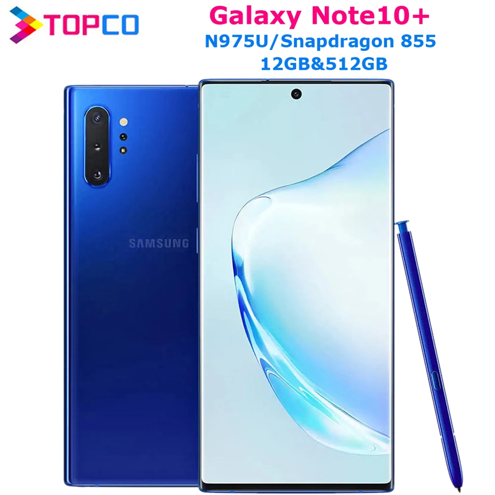 Samsung Galaxy Note10+ Note10 Plus N975U1 Original Mobile Phone Snapdragon 855 Octa Core 6.8" Dual 16MP&ampDual 12MP 12GB RAM&amp512GB |