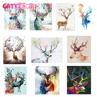 gatyztory frame diy painting by numbers kits deer animal picture by numbers for adults modern wall art decors handpainted gift