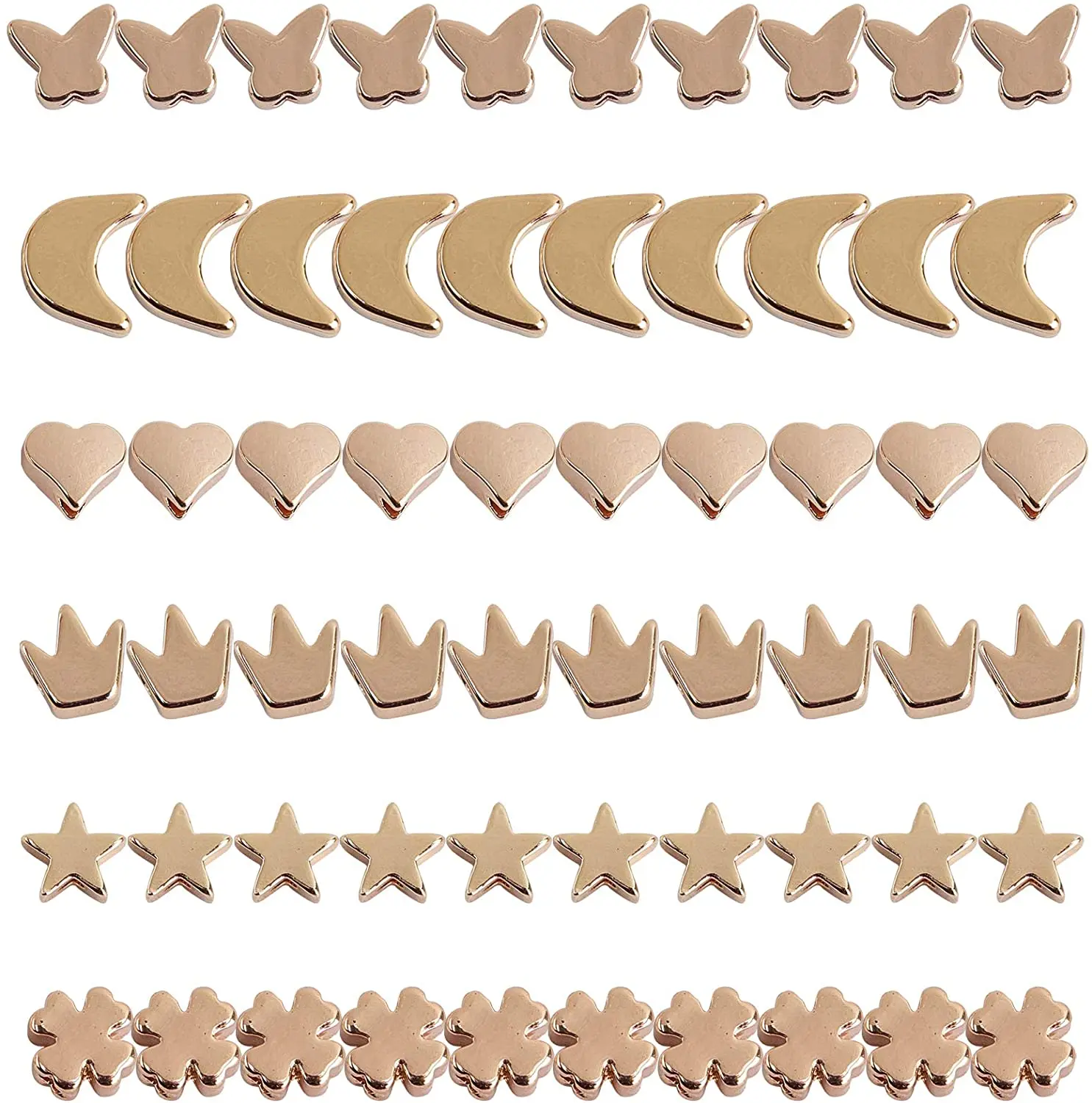 

1 box of 60 spacer beads clover gold-plated brass heart-shaped stars butterfly pendant beads jewelry bracelet earrings DIY