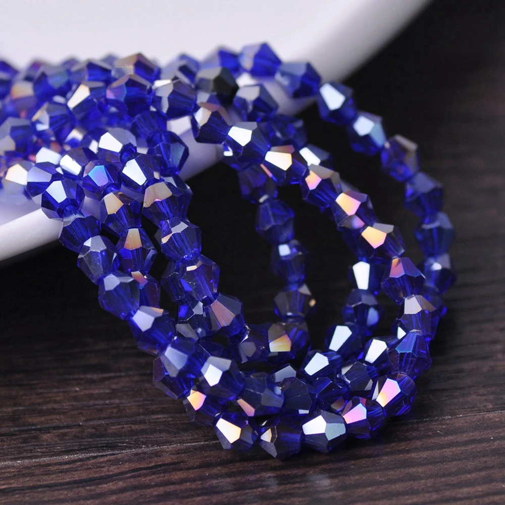 AB Plated Bicone Faceted Crystal Glass Loose Spacer Beads Lot Colors 3mm 4mm 6mm 8mm For Jewelry Making DIY images - 6