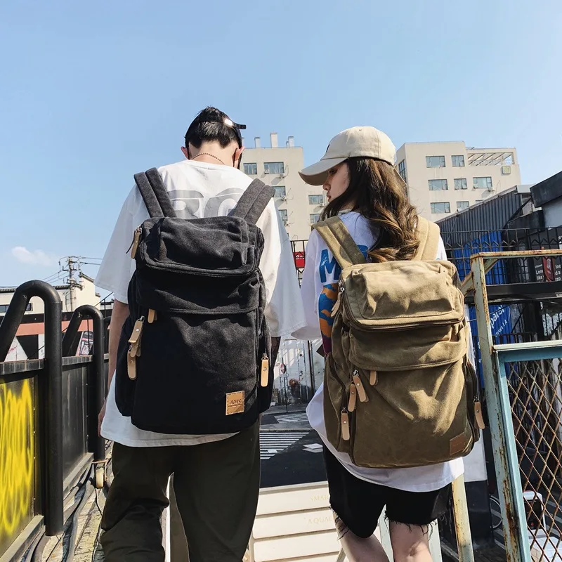 

2021 new Korean retro backpack schoolgirl Canvas Backpack men's outdoor leisure travel bag mountaineering bag