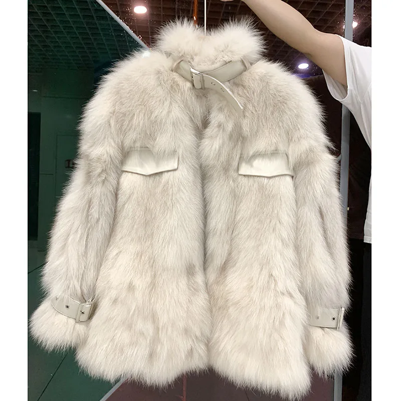 2020 брендовая Роскошная зимняя куртка женская шуба из натурального меха лисы