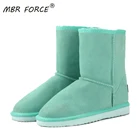 MBR FORCEженские классические зимние сапоги из натуральной воловьей кожи на меху; Женские сапоги до середины икры; Теплые зимние женские сапоги; Большие размеры; Зеленый цвет