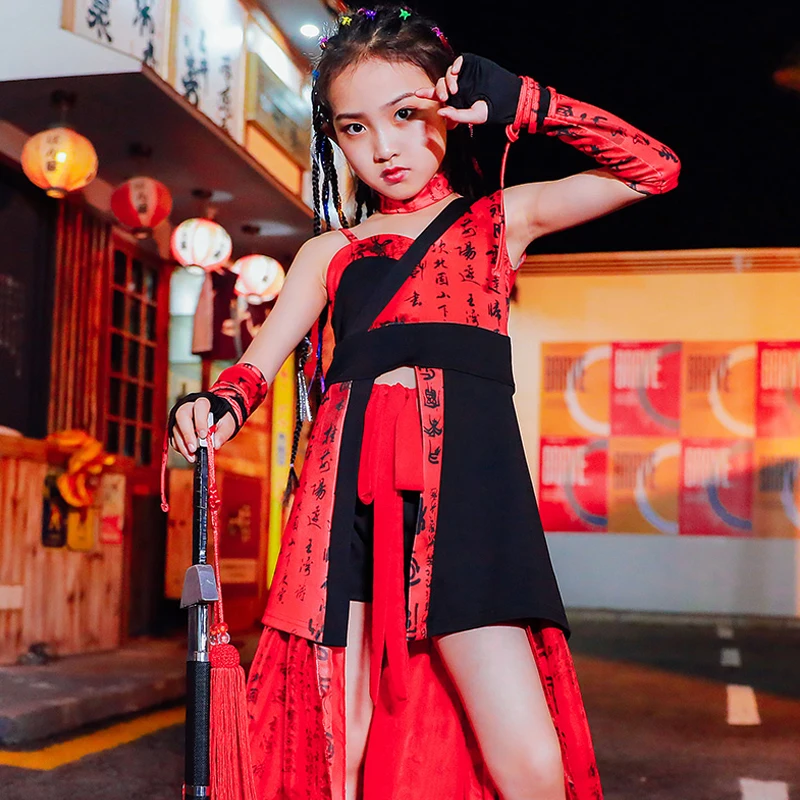 Танцор джаза в китайском стиле костюм подиума шоу праздничная одежда красные