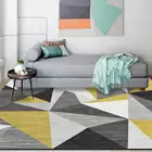 Коврики для гостиной желтые, серые, минималистичные, геометрические, треугольные, прикроватный коврик для спальни