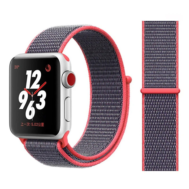 Нейлоновый ремешок для Apple watch 5 ремешок 44 мм 40 мм iWatch ремешок 42 мм 38 мм спортивный ремешок для часов Браслет Apple watch 4 3 2 1 38 40 44 мм - Цвет ремешка: Elect pink
