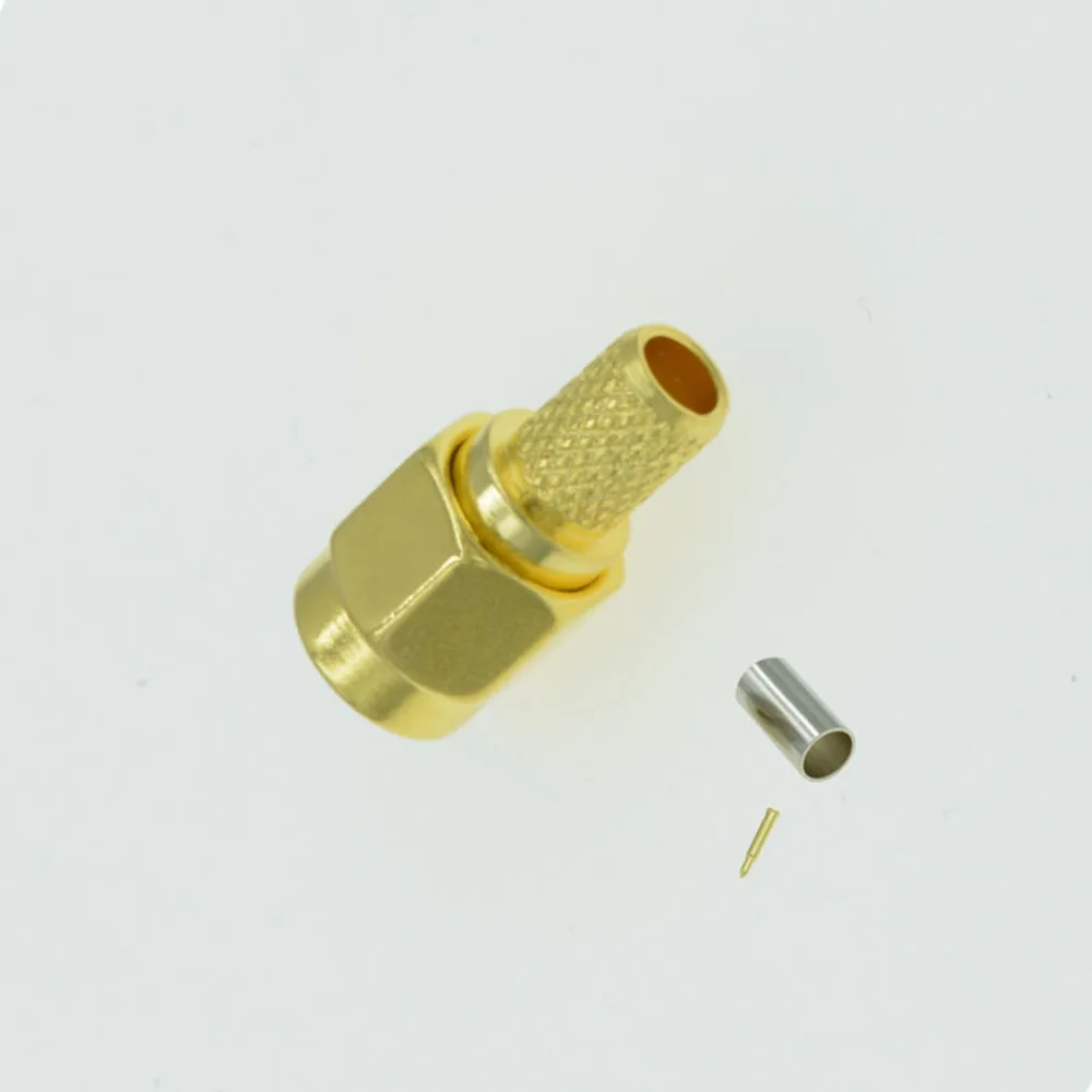10 шт. SMA Мужской обжимной RF разъем позолоченный для кабеля RG58 LMR195 RG400 RG142|connector