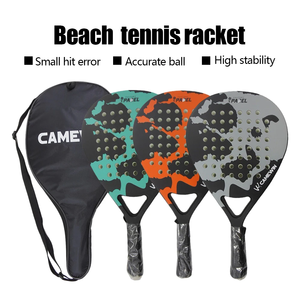 

2022 CAMEWIN Professional Beach Tennis Racket Carbon Fiber Soft EVA Face Tennis Paddle Stretch Beach Racket Protective Bag Cover
