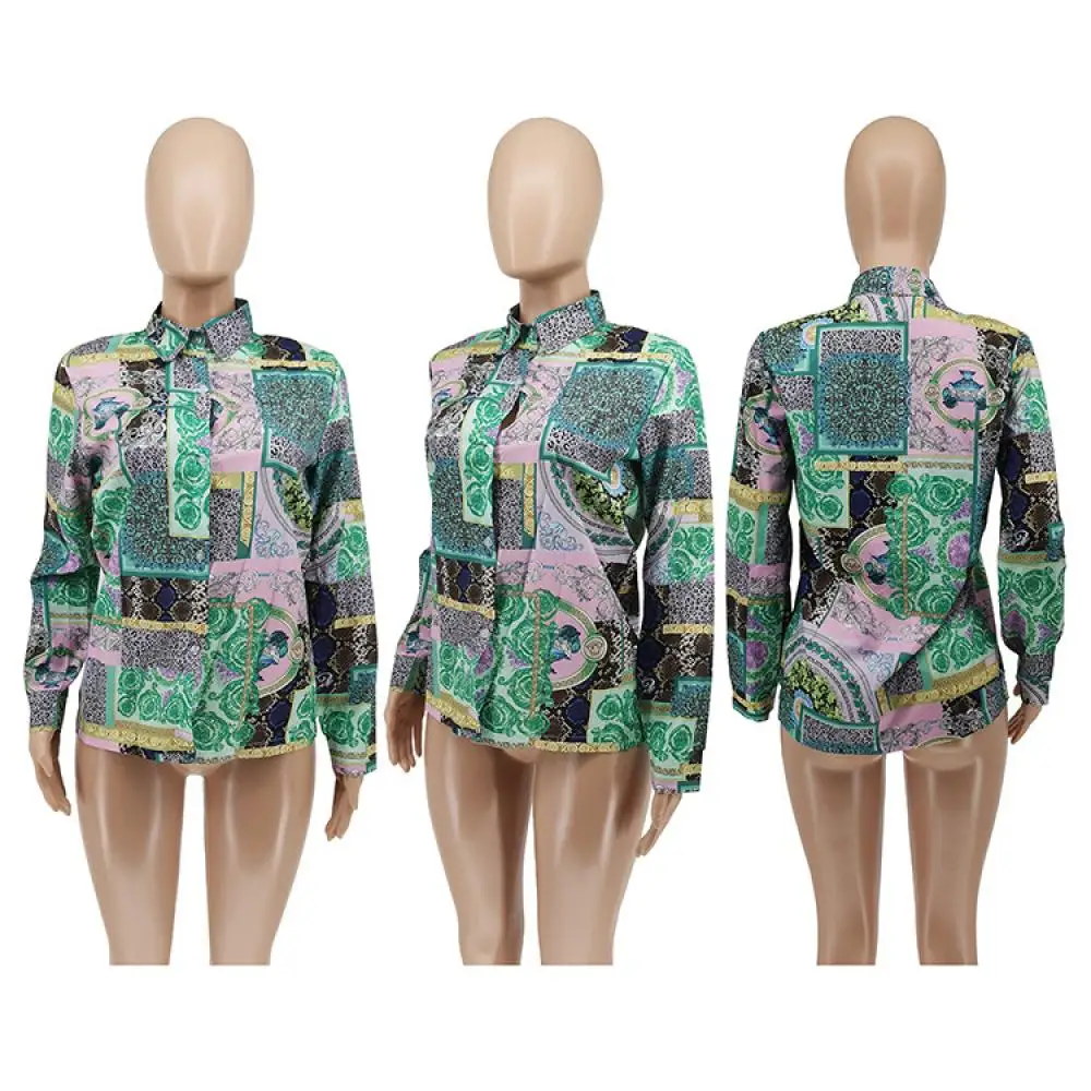 Женская Повседневная рубашка с принтом Свободный кардиган на пуговицах