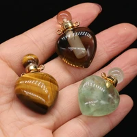 hot new product natural stone pendant perfume bottle heart shaped exquisite fashion pendant for making diy necklace accessories