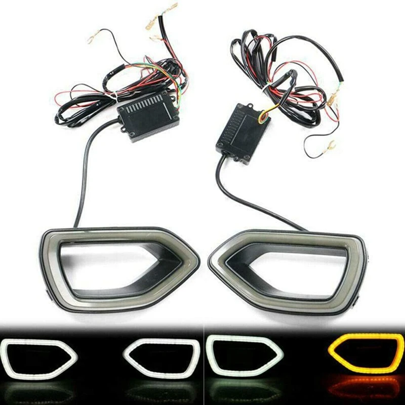 

for Dodge Charger SRT /Scat Pack 2015 - 2021 Car Led Dynamic DRL Fog Lamp Front Middle Grille Turn Signal Light