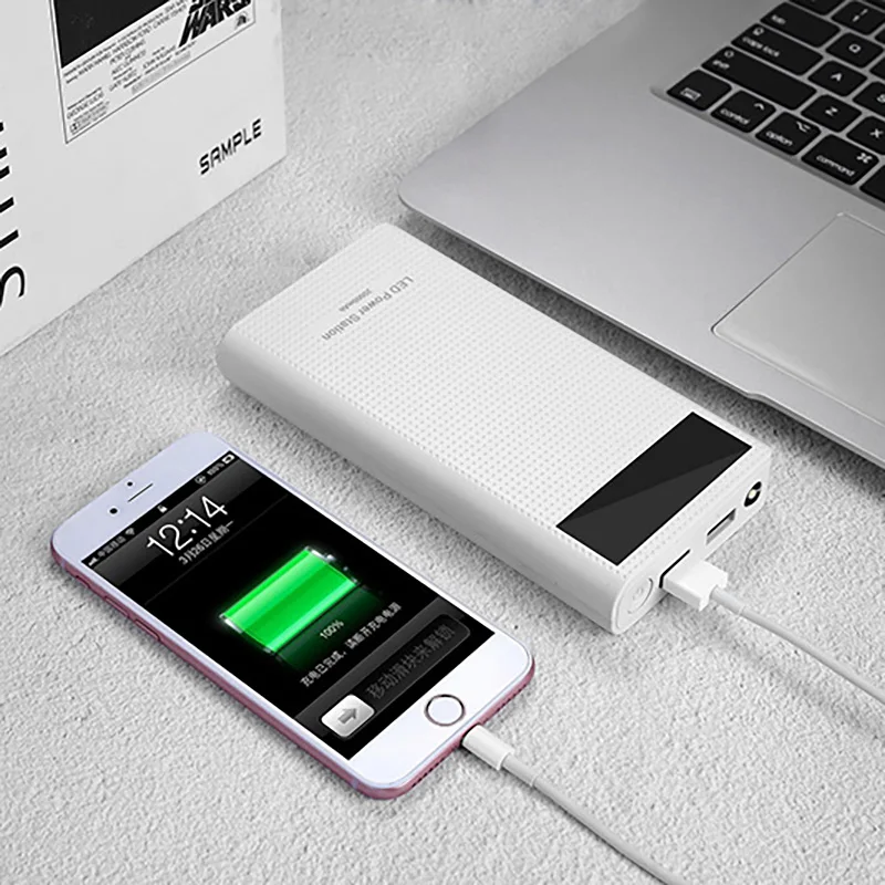 Чехол для внешнего аккумулятора 7x18650 пластиковый корпус USB Type C порт дисплей