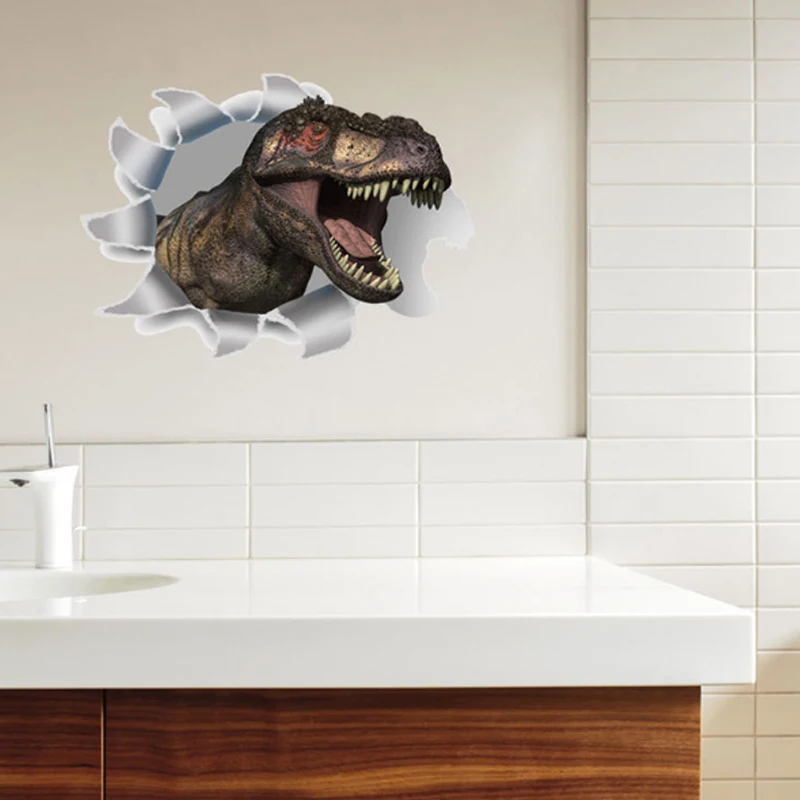 

Dinosaur Three-dimensional Wall Stickers Bathroom Toilet Stickers Window Background Decoration Removable Stickers