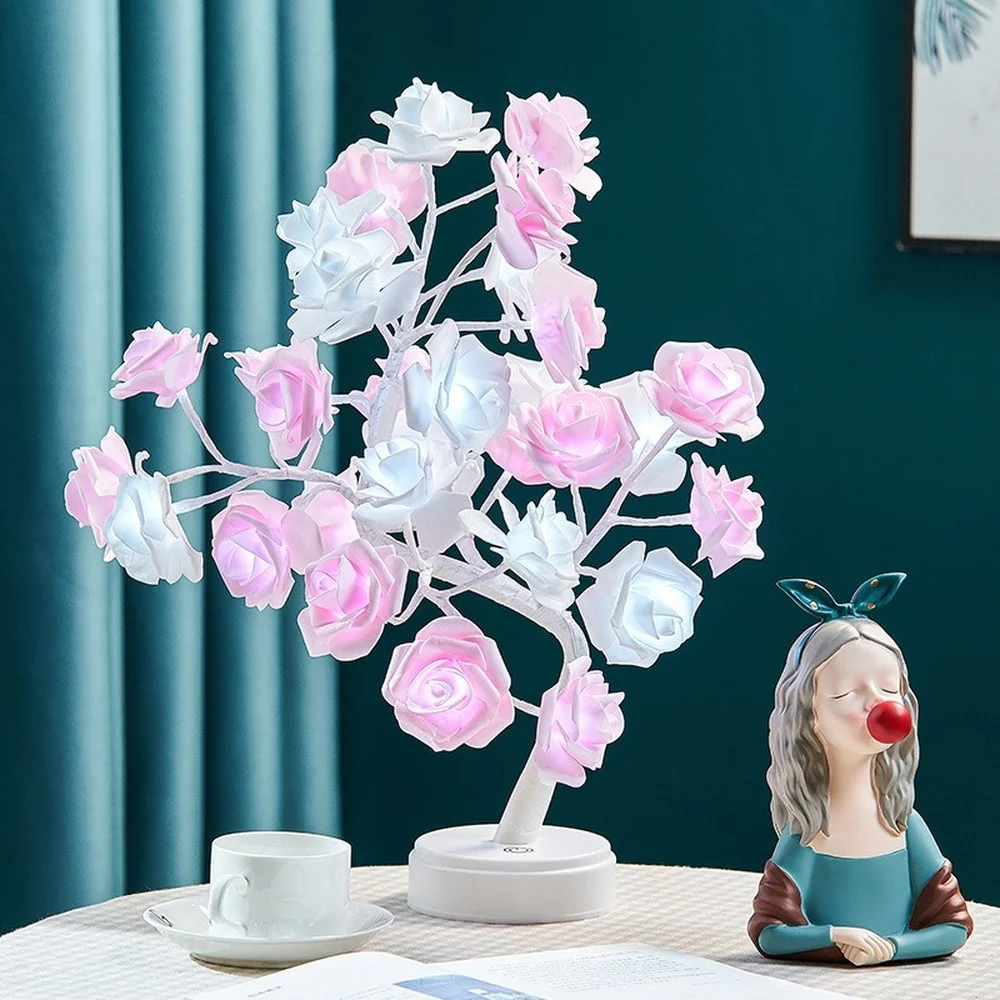 Светодиодная настольная лампа USB ночники с изображением розы цветов дерева