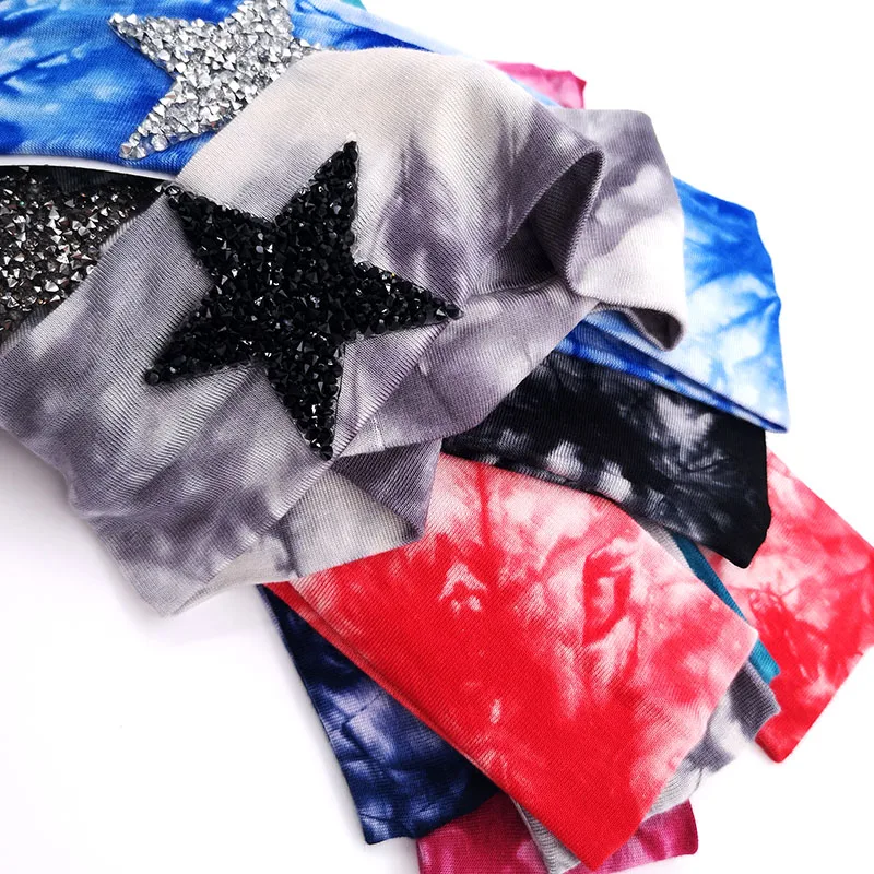 Детская Серебристая стразы повязка на голову из хлопка со звездами тюрбан для