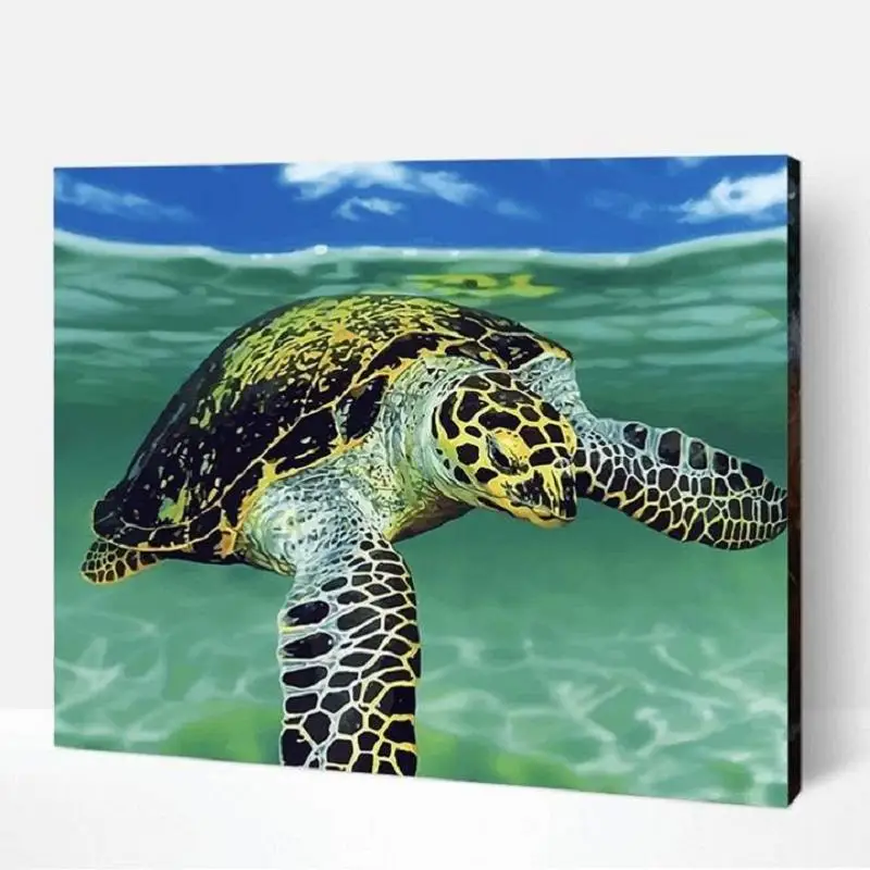 

JustPaint Grandpa Jay The Turtle Painting By Numbers Set DIY Home Decor malowanie po numerach Drawing On Canvas For Adults