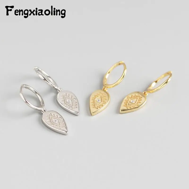 

Fengxiaoling 100% 925 Sterling Silver Geometric Water Drop Shape Mosaic Zircon Drop Earrings For Women Earings Fashion Jewelry