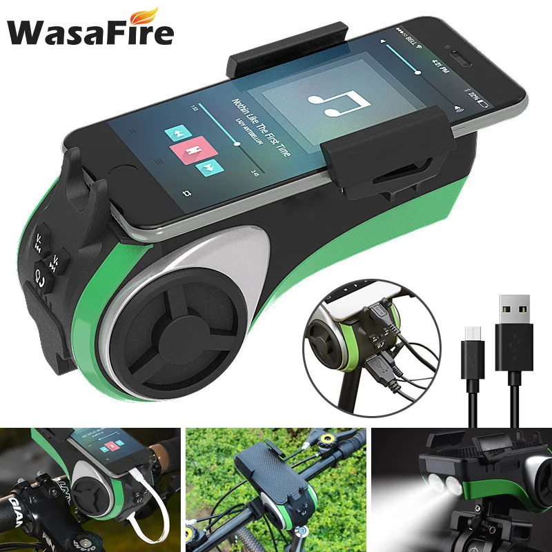 

Многофункциональный велосипедный фонарь 5 в 1, Bluetooth V4.0, динамик, внешний аккумулятор 4400 мАч, держатель для телефона MTB, велосипедный гудок, св...