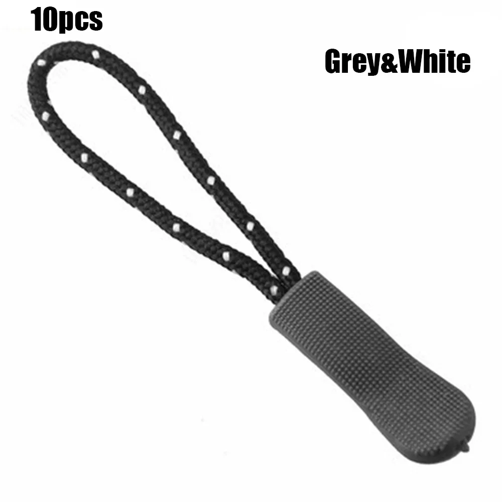 grey white 10/20 штук застежки-молнии пулер застежки Конец подходит веревки тег фиксаж шнура застежка-молнии Tab сменный зажим сломана Пряжка дорожная сумка чемодан палатка рюкзак - Цвет: grey white