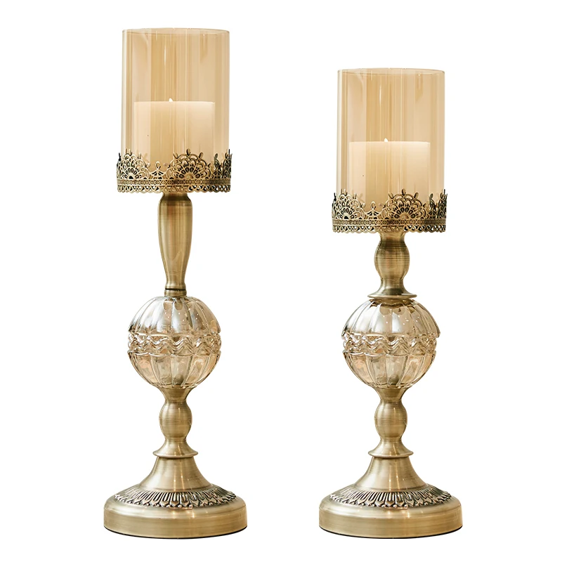 

Luxury Tall Candle Holder Modern Wedding Decorations Metal Hurricane Candle Holder Europe Kaarsenhouder Home Decoration DL60ZT