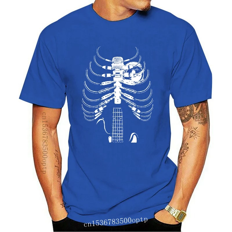 

Новинка 2021 футболка Amped Up музыкальная гитара Скелет ребристая клетка рок Звездный Тройник рубашка