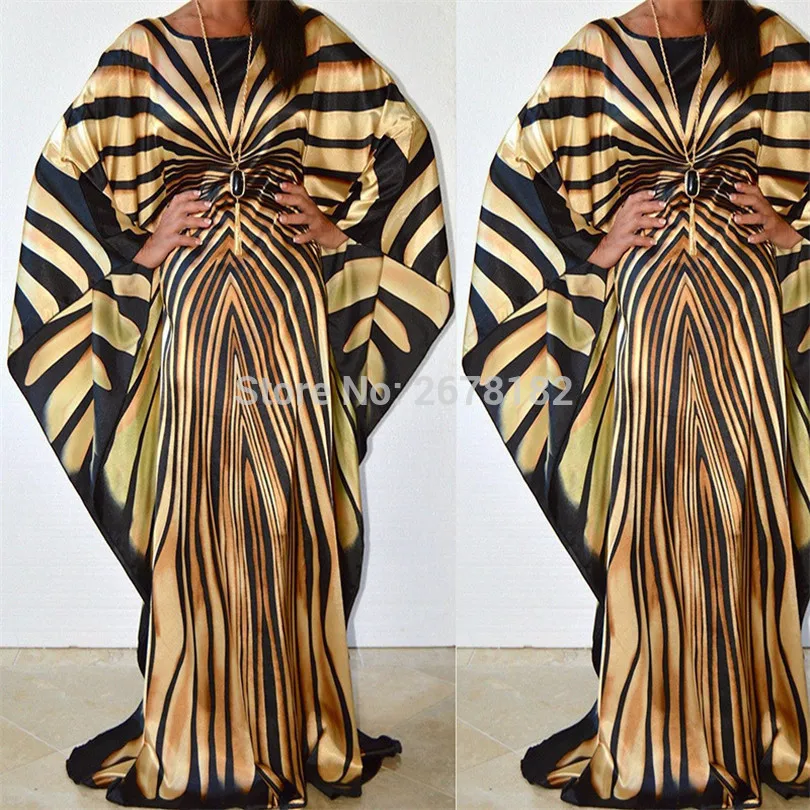 Африканское женское платье с принтом и длинным рукавом модное в
