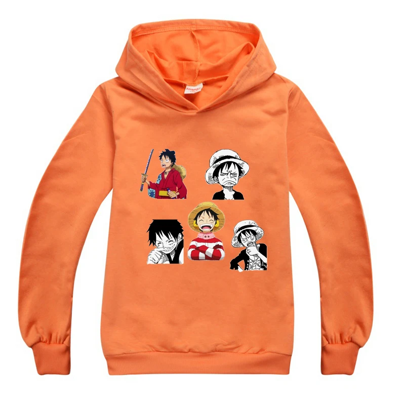 

Funny One Piece Luffy Print Fall Short Sleeve Japan Style Anime Girls Hoodies Boys Winter Clothes Hip Hop All-match Cotton Tops