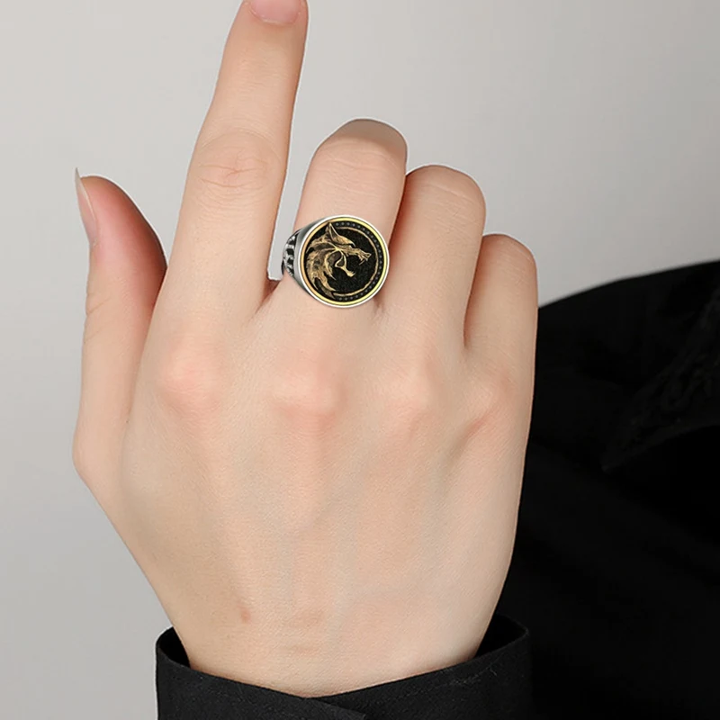 Роскошное медное двухцветное обручальное кольцо викинга воина охотника