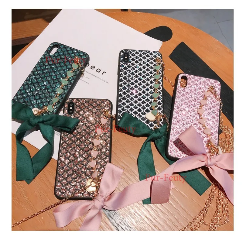 Чехол для телефона блестящий браслет ожерелье бант сердечко чехол Samsung Galaxy A10 A10E