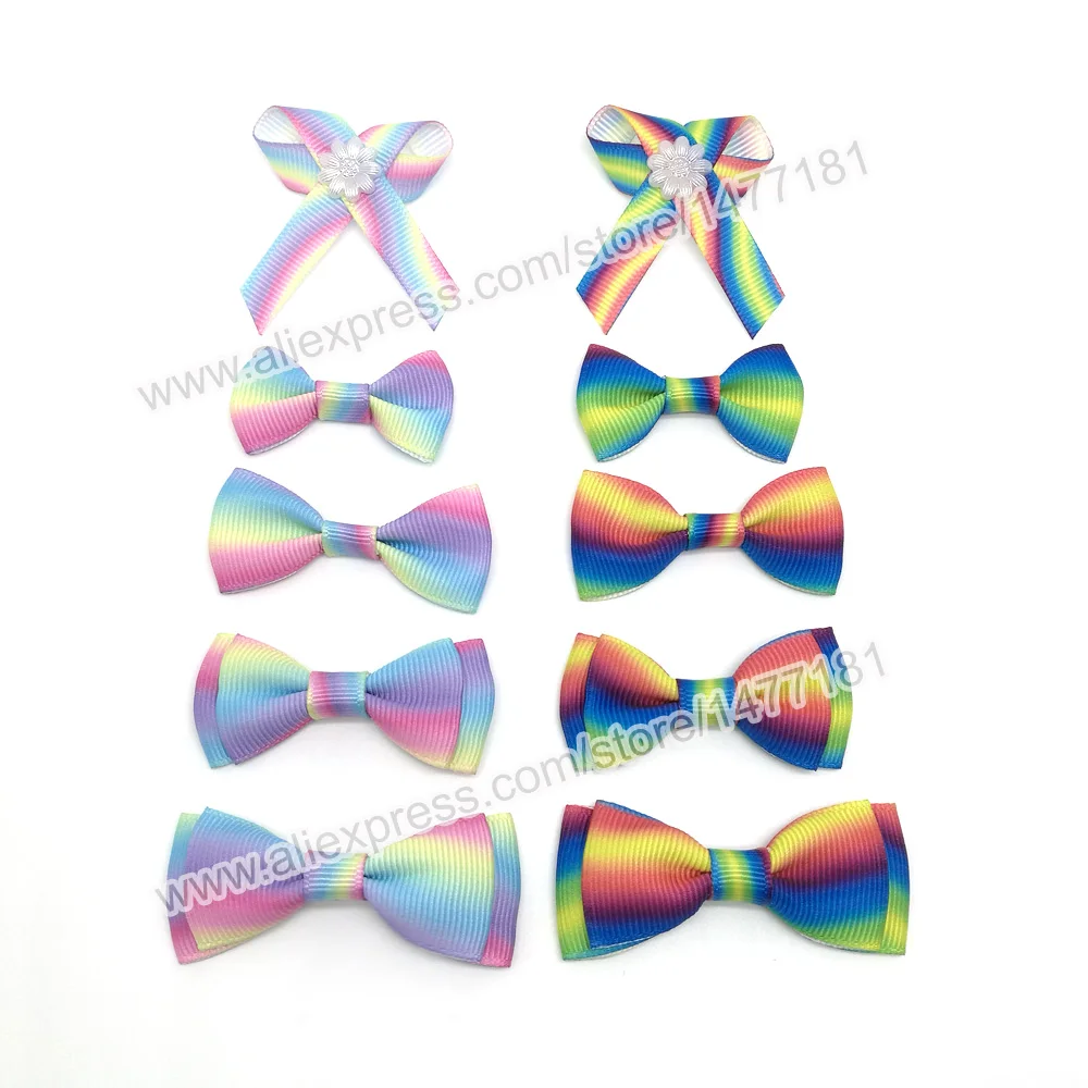 Радужные банты из ленты Grosgrain 4 см 5 6 маленькие Банты-Бабочки DIY ремесла Подарочная