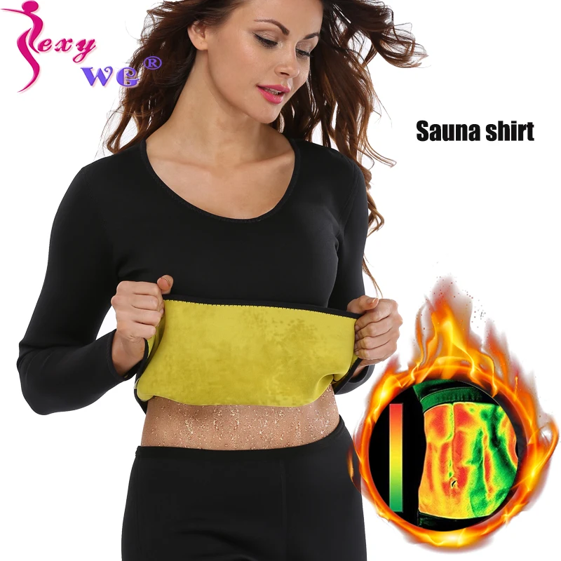 

SEXYWG Waist Trainer Sauna Shirt Neoprene Body Shaper Top for Women Weight Loss Fat Burning Blouse Shapewear Corsets Tops