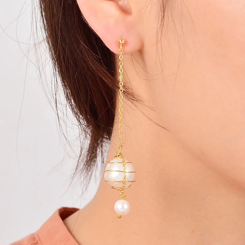 

Sl Oksana Handmade 14k Gold Plate Brass Natural Irregular Baroque Pearl Drop Earrings Stud Popular Fashion Jewelry Women Gift