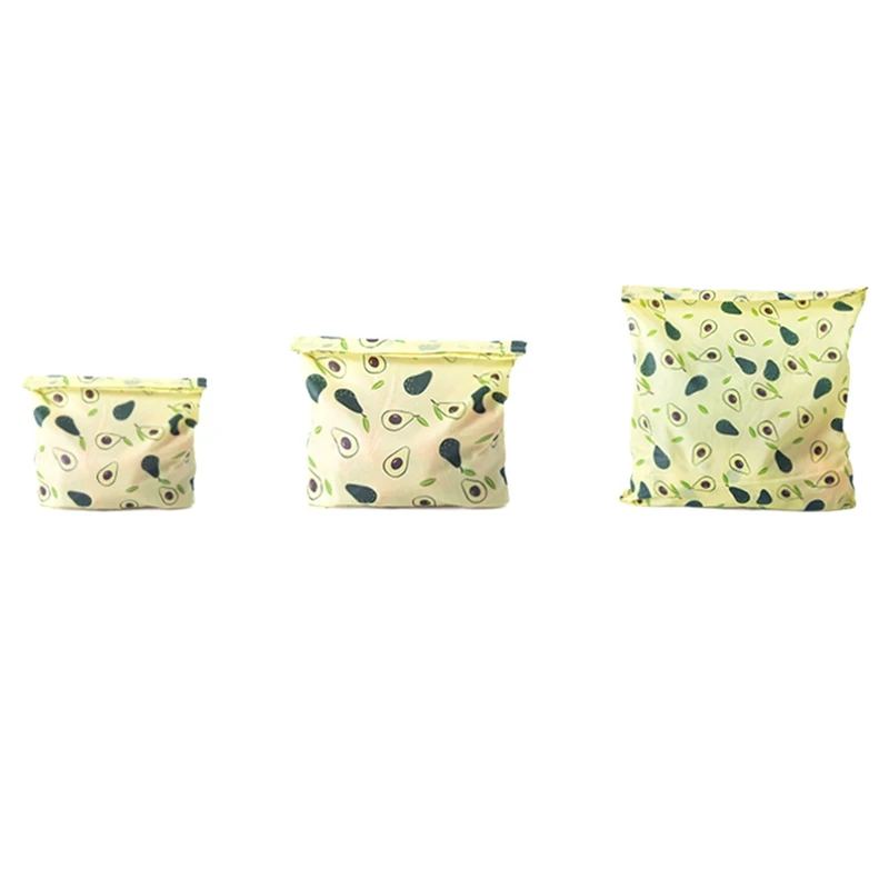

Environment Friendly Fresh Cloth Reusable Natural Beeswax Keeping Bag Food Packaging Fruit Storage Cloth-Avocado Style