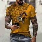 Футболка мужская оверсайз в стиле Харадзюку, повседневный топ с круглым вырезом и короткими рукавами, с принтом пчелы, уличная одежда в стиле хип-хоп, 2021 полиэстер