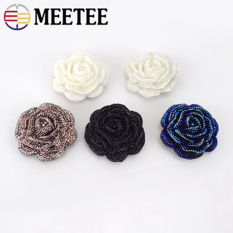 Meetee 5/10 шт 46 мм Пластиковые Стразы из смолы пуговицы цветок розы пальто