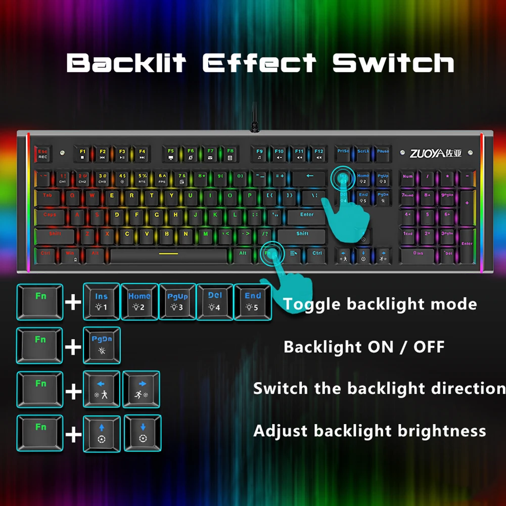 

X61 104 Keys Keyboard USB Wired Blue Switch RGB Backlit Gaming Mechanical Keyboard for Desktop Laptop PC